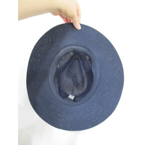 Tahari Navy Blue Polyester Knit Wide Brim Fedora Hat Women One Size - Picture 6 of 8